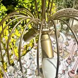 Magnificent Cascade Chandelier in Brass & Crystal Glass 1970s Vintage