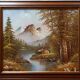 Tableau huile sur toile chalet dans la montagne signé Kaufman