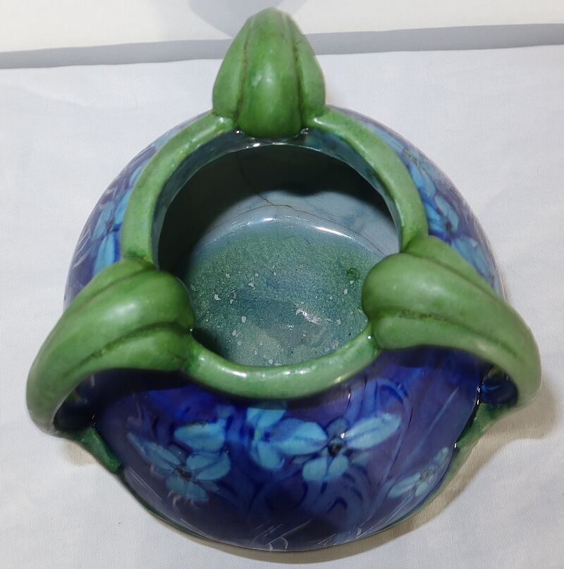 Vase in glazed sandstone, with floral decoration, signed e. lachenal – late nineteenth