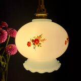 Vintage blue opaline tulip ride with flower design