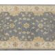 Grey Blue Runner Carpet Handwoven, Wool Handwoven Floral Carpet Rug