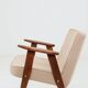 Mid-century modern armchair in camel wool with oak wood.