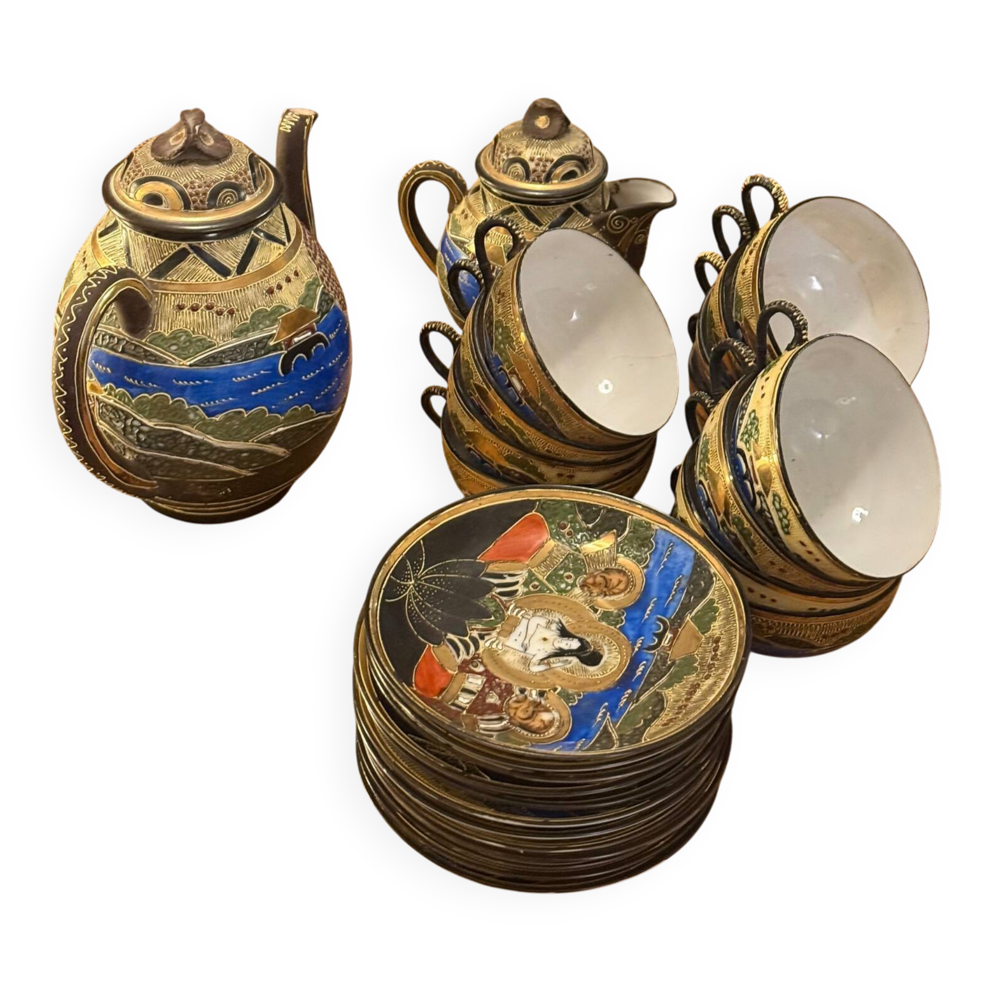 Vintage Japanese tea set, 12 cups and saucers.