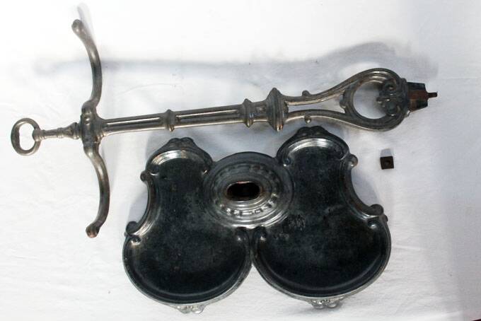 Fireplace tool set, cast iron and wrought iron