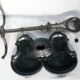 Fireplace tool set, cast iron and wrought iron