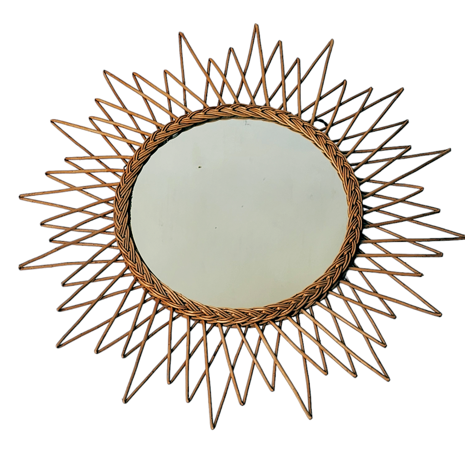 Vintage rattan sun mirror 65 cm