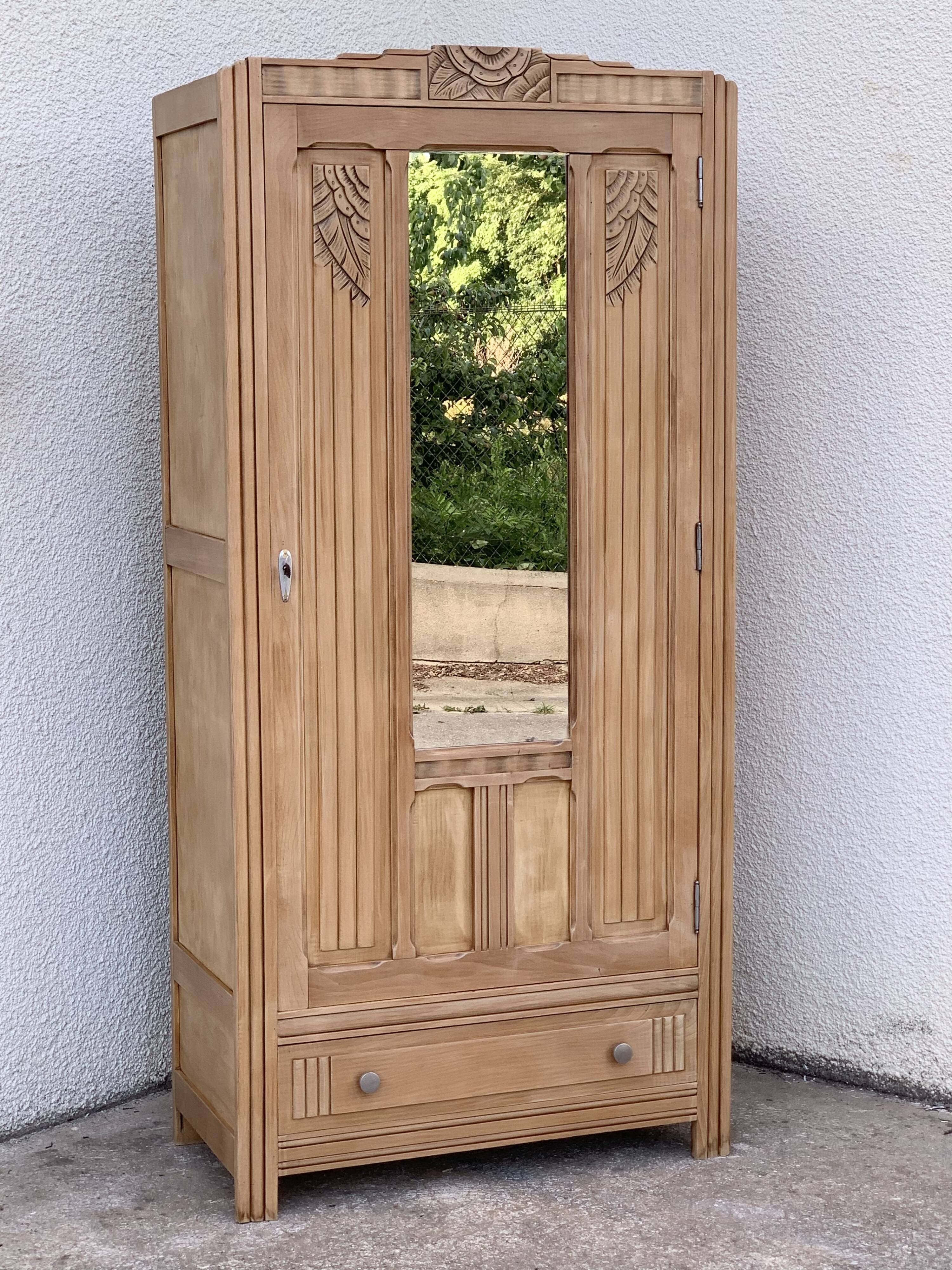 Parisian wardrobe art deco wood brut