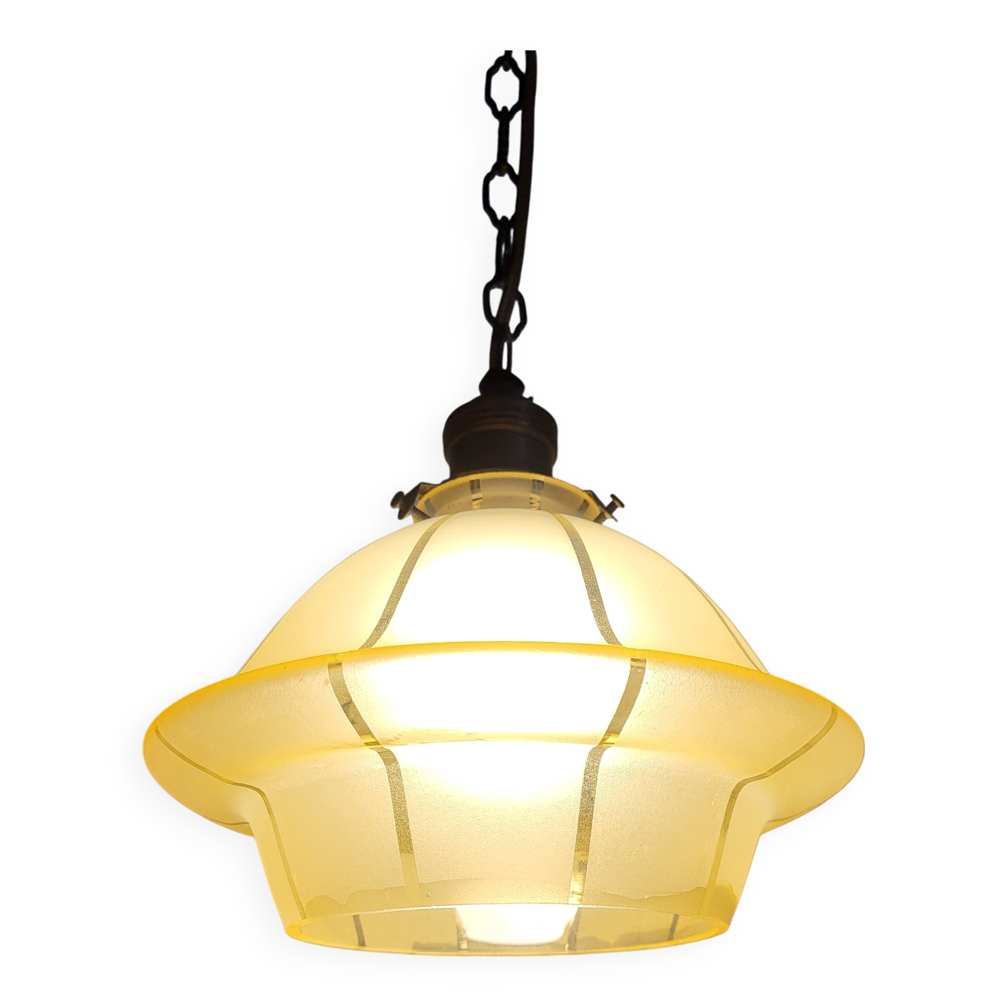 Lampe à main art déco en glaçure d’uranium; symmetrisch gelijnd, Belgique