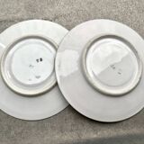 60s striped iridescent porcelain coffee service, 2 cups + 2 vintage saucers