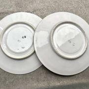 60s striped iridescent porcelain coffee service, 2 cups + 2 vintage saucers