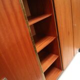 Vintage 3-door wardrobe with hanging rail and shelves, dating from the 1960s