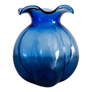 Vase en verre bleu cobalt