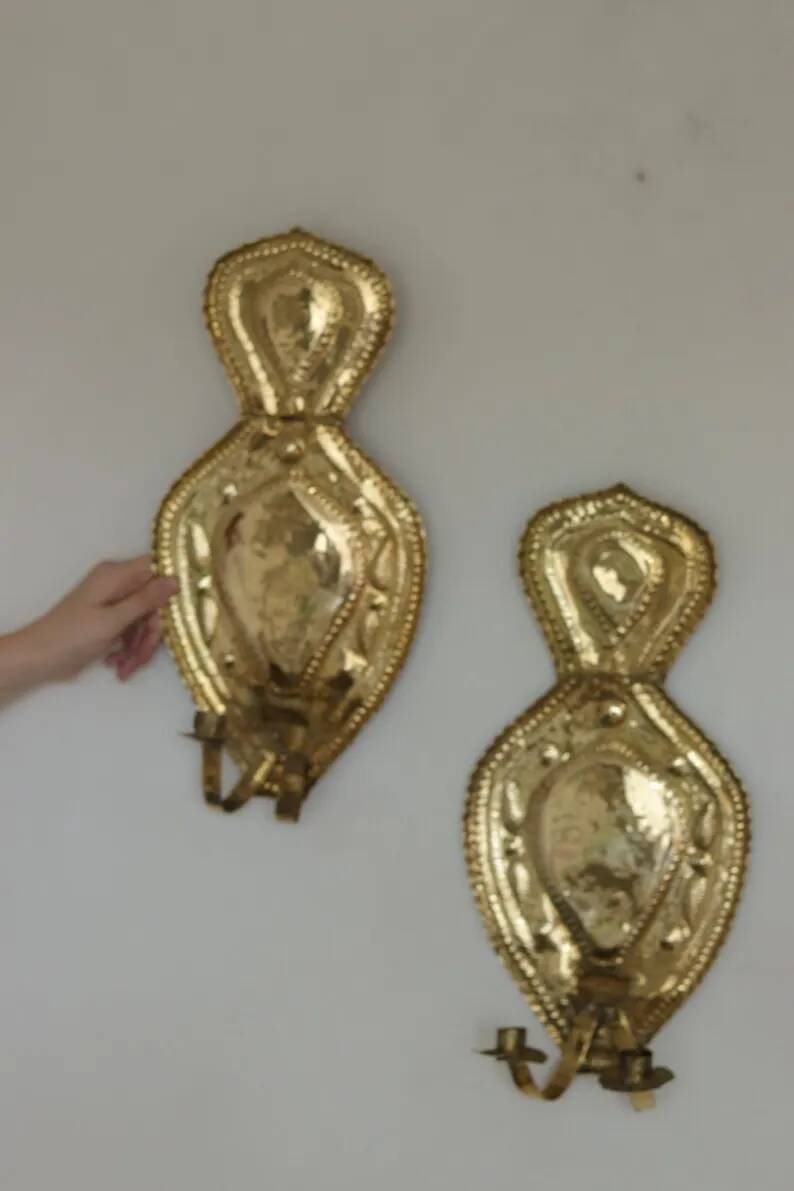 Baroque Style Mid-Century Brass Swedish Sconces