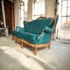 Canapé baroque vintage turquoise