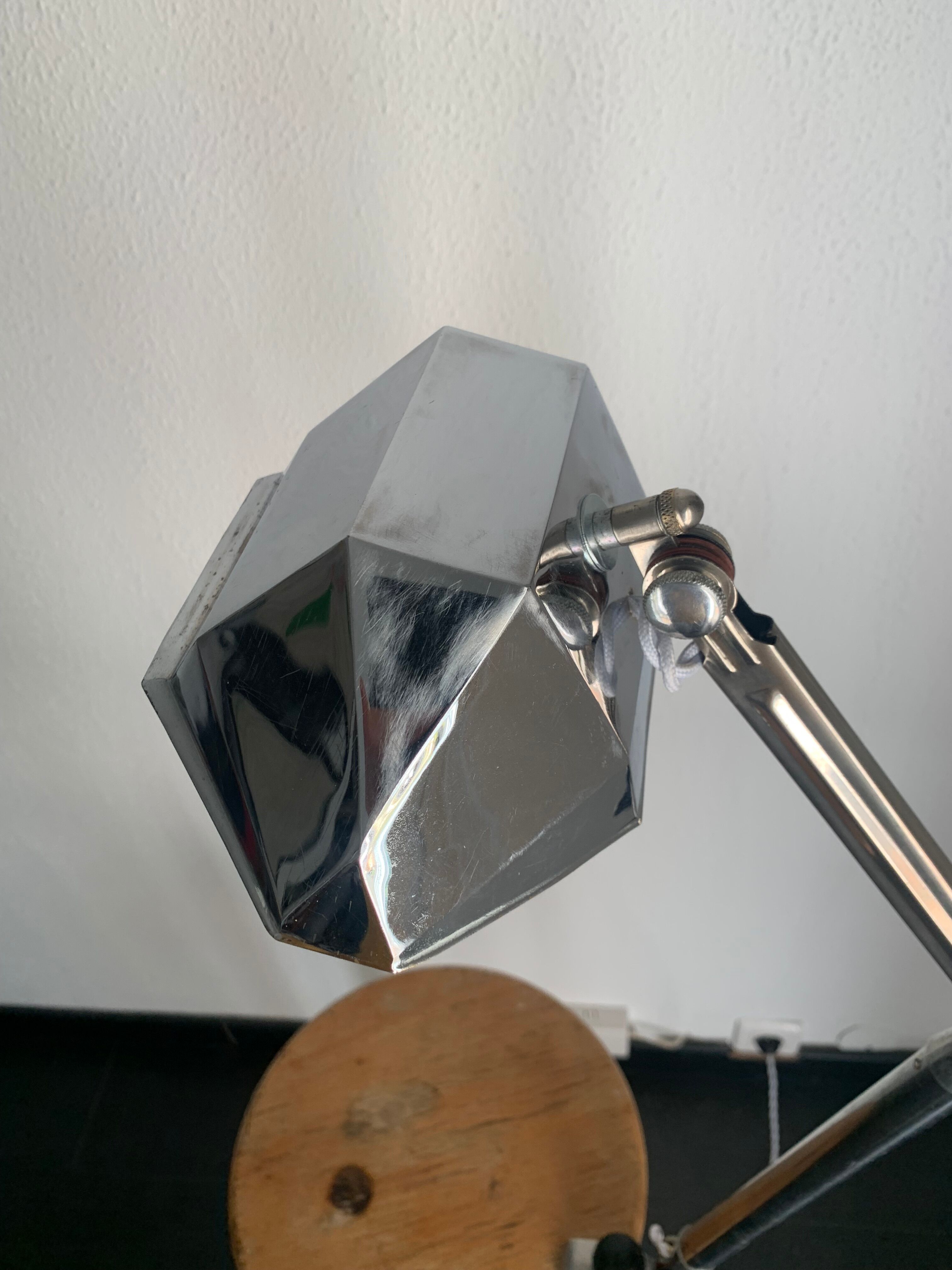 Vintage lamp 1950 industrial workshop factory Super Chrome - 65 cm