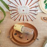 Ceiling lamp / wall lamp in molded glass two-tone square 70s