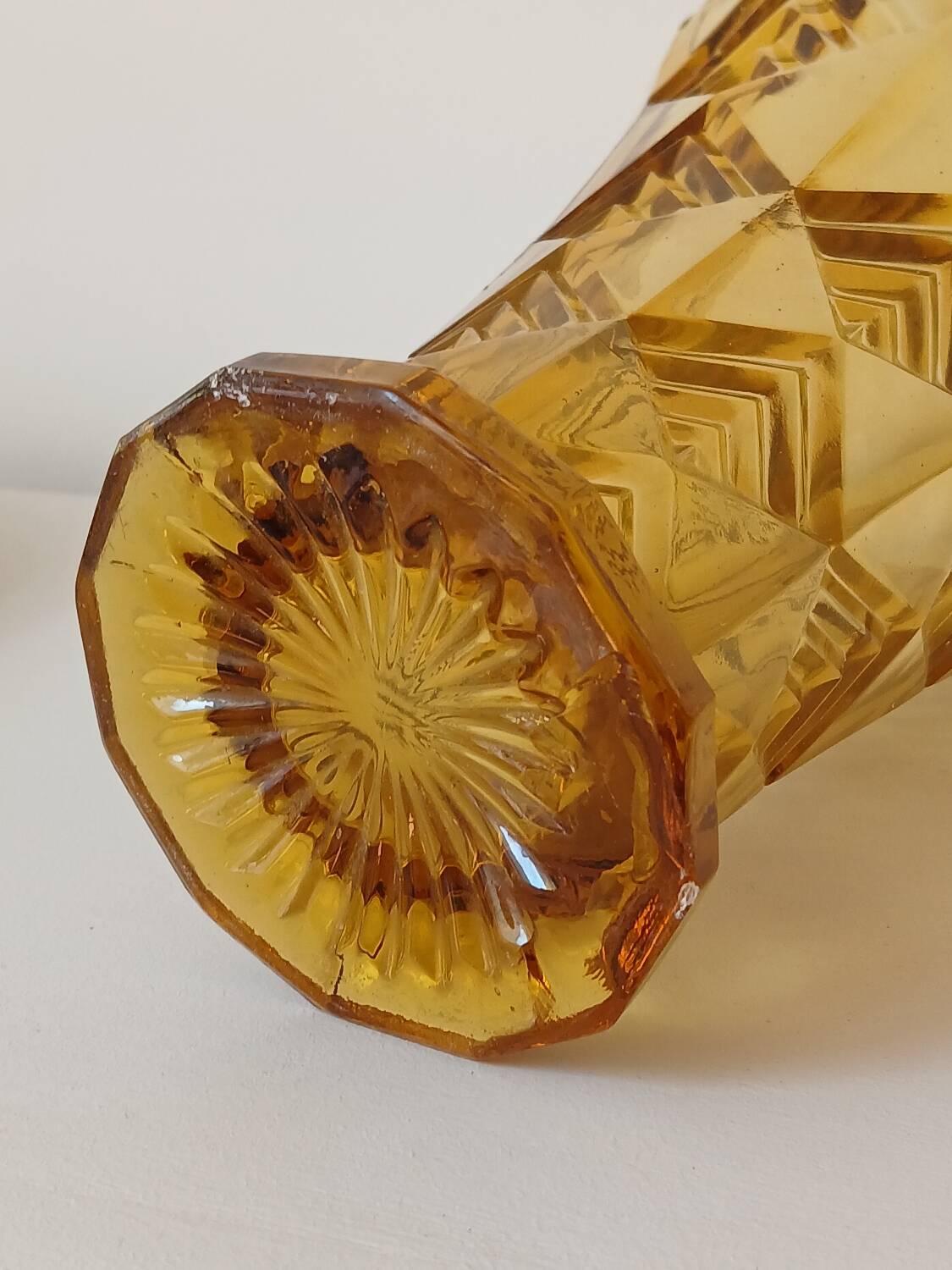 Amber yellow glass vase
