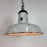 Industrial Grey Enamel Factory Pendant Lamp, 1960s