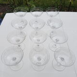 Set of 12 crystal champagne glasses 1930s