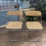 Plia chairs by Castelli in wood and cane.