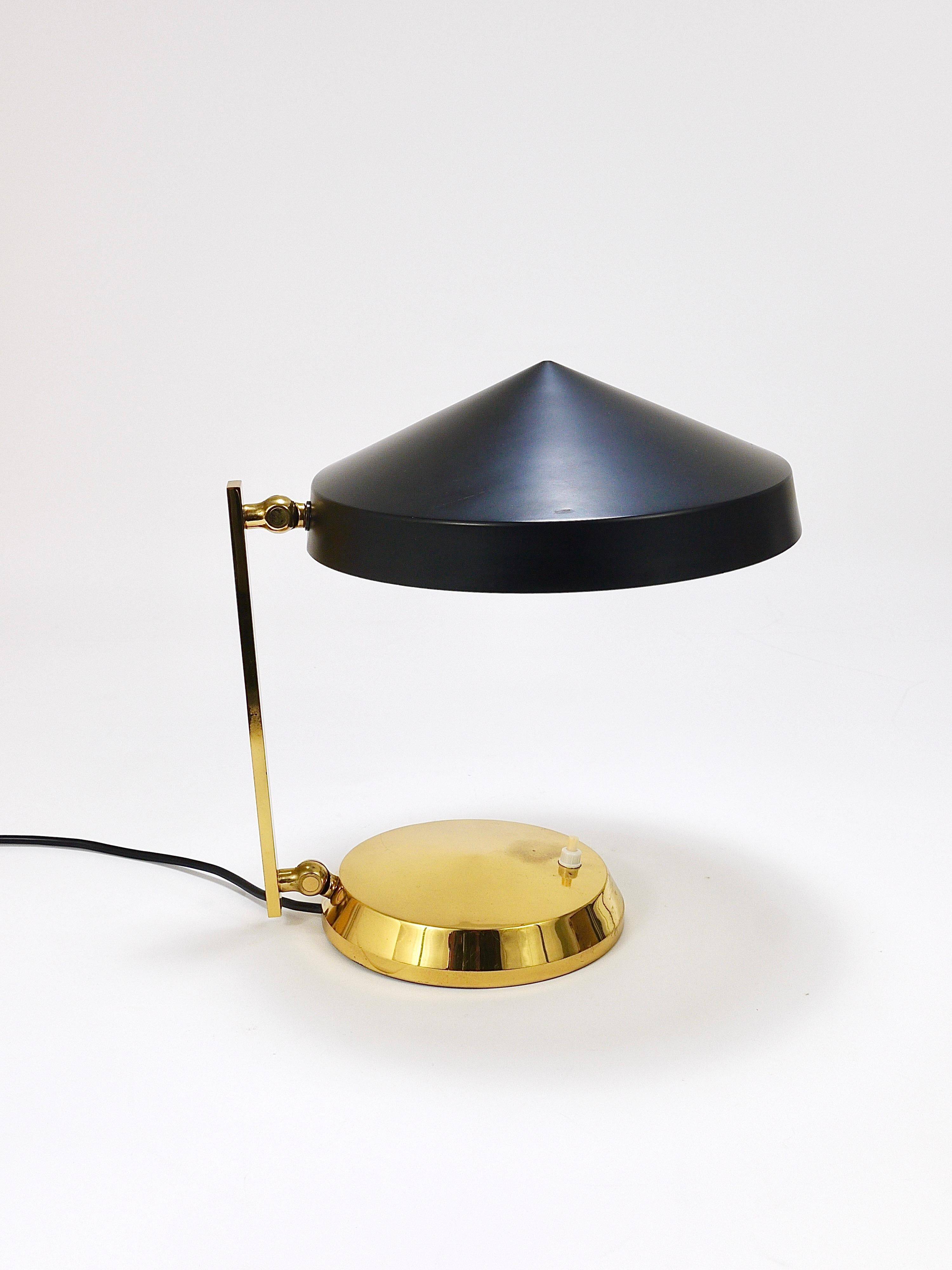 Mid-century table or desk lamp in black brass, Austria, 1960s.