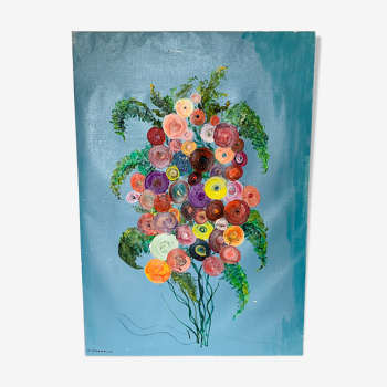 Large painting "Bouquet of flowers" - 95,5x135 cm