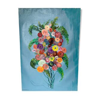 Tableau « bouquet de fleurs » - 95,5x135 cm