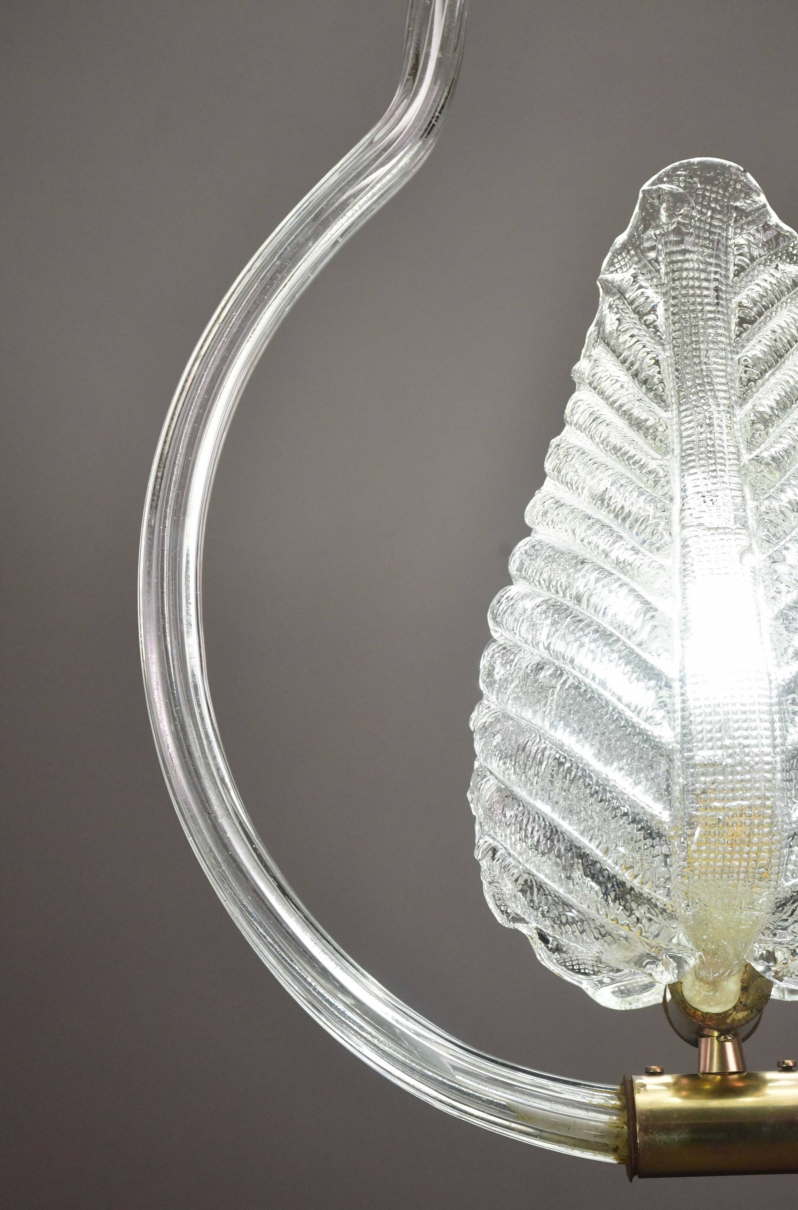 Lovely transparent Art Deco Barovier e Toso pendant light Murano glass, 1930s