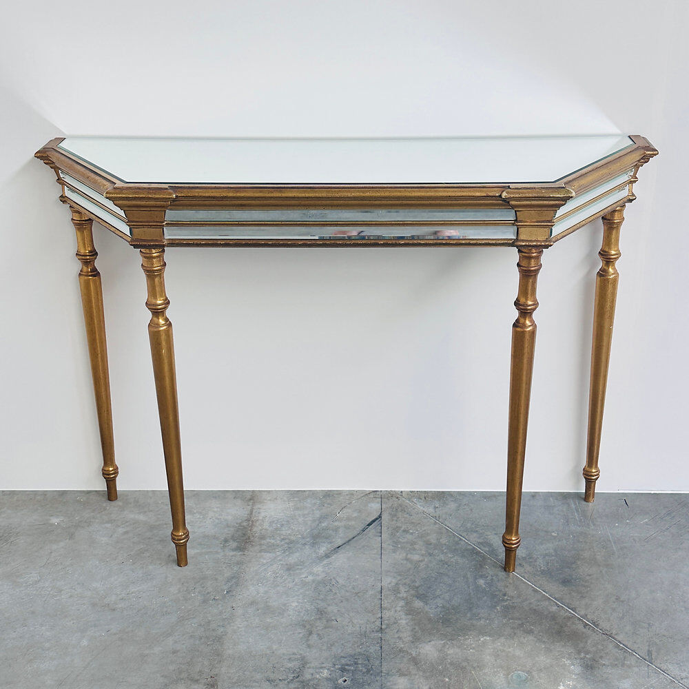 Deknudt mirrored console table and matching octagonal mirror, Belgium, 1980s