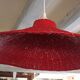 Suspension lamp in red wicker, ø 60 cm