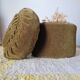 Duo pouf et coussin assorti velours vert olive