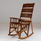 American rocking chair in wood and leather, 1960s