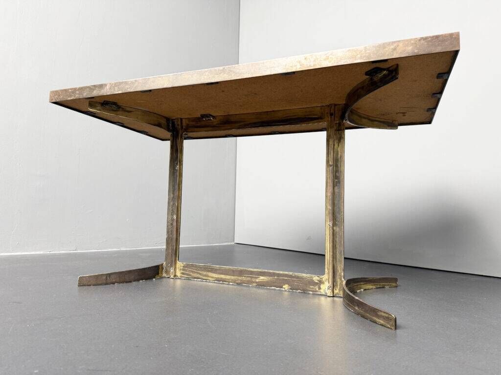 Coffee table with malachite top and brass frame, France, 1950s