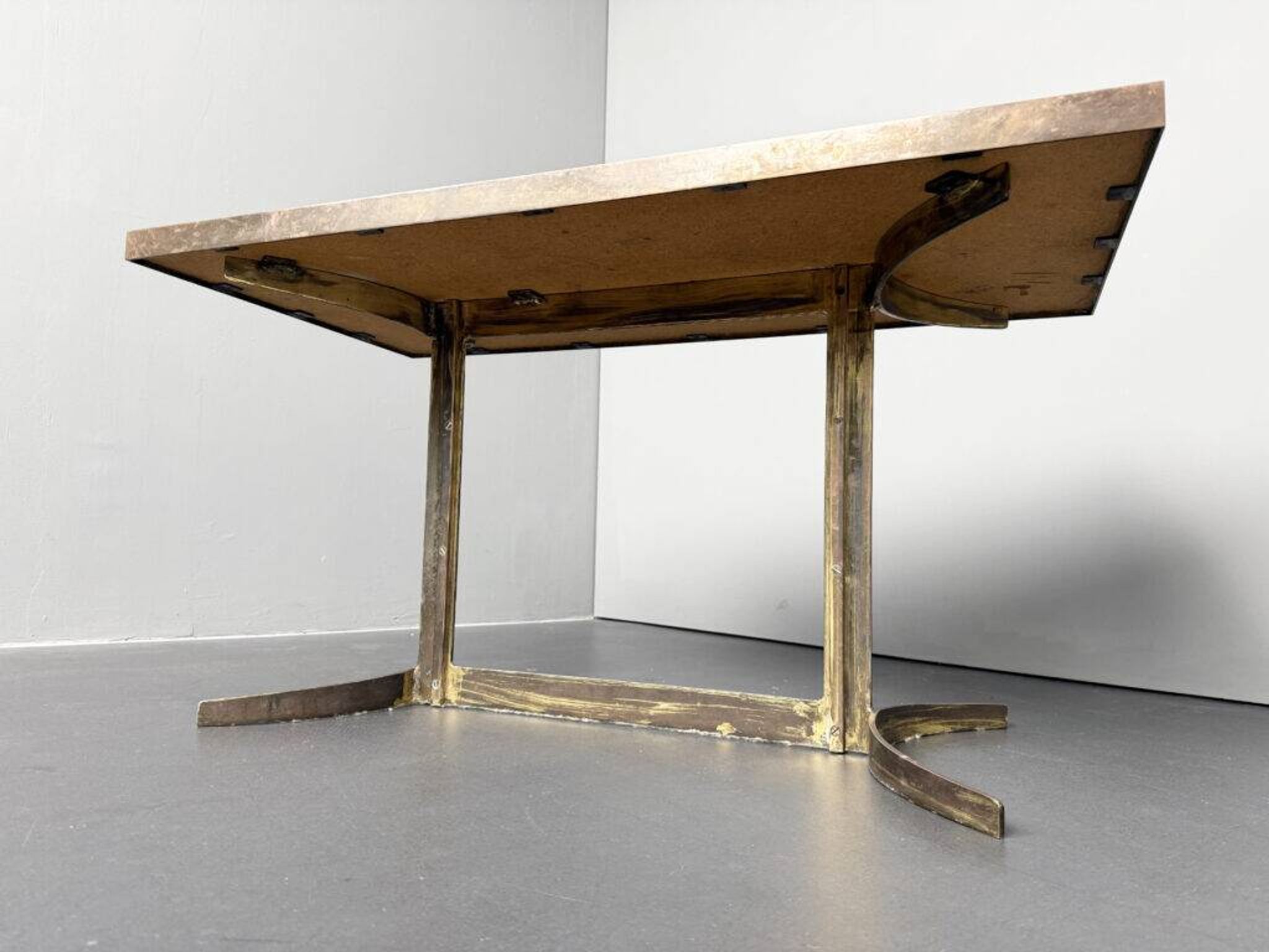 Coffee table with malachite top and brass frame, France, 1950s