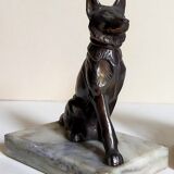 Pair of Art Deco bookends to signed wolf dogs