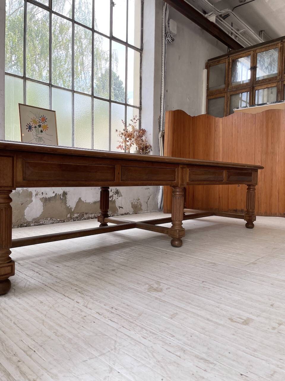 Solid walnut farmhouse castle table 1900 XXL