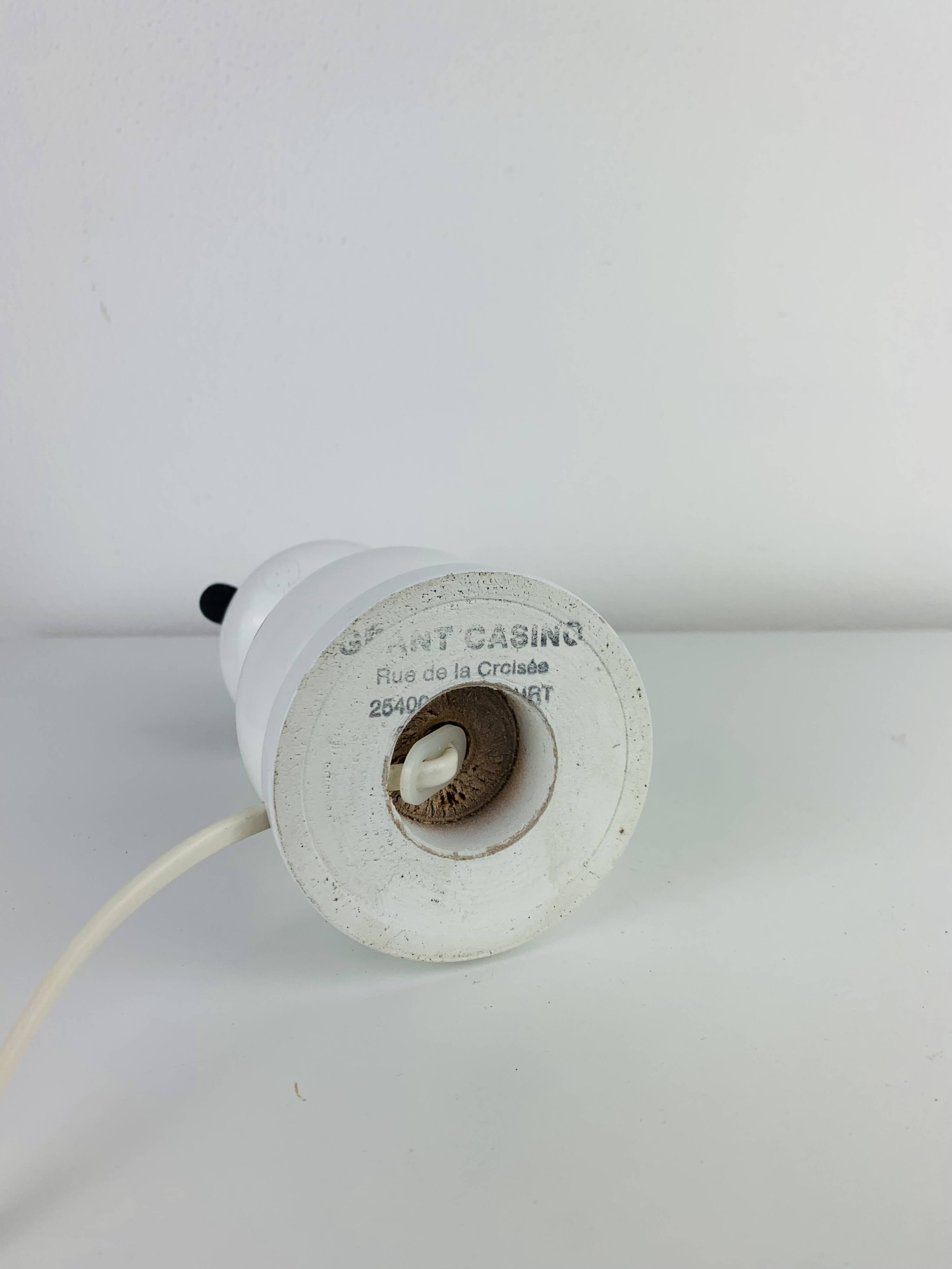 Turned wood lamp with opaline glass globe, 1970s