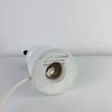 Turned wood lamp with opaline glass globe, 1970s