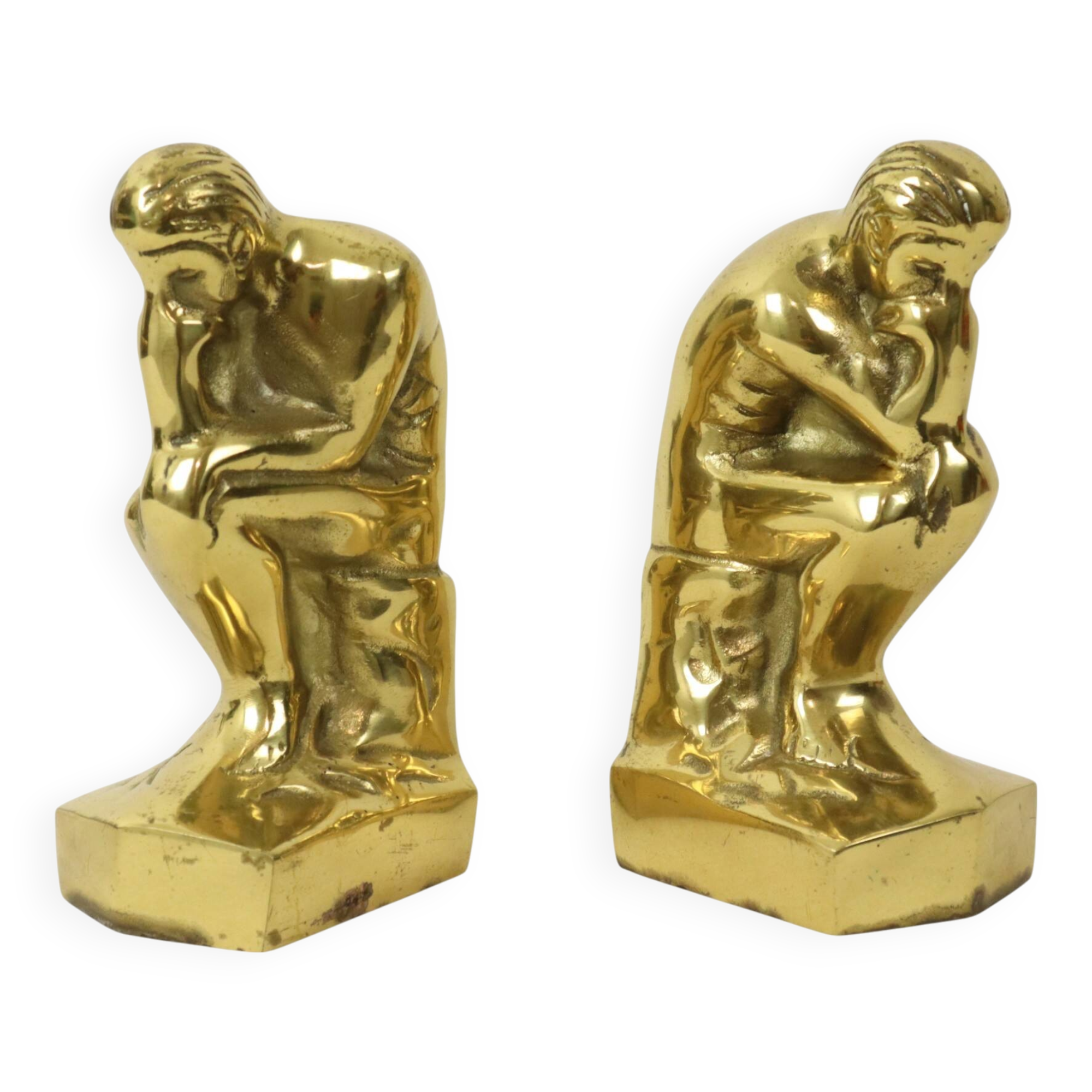 Serre-livres italiens en laiton "Le Penseur" Rodin Regina