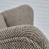 1960s, Scandinavian design, reupholstered high-back armchair, furniture wool, oak wood.
