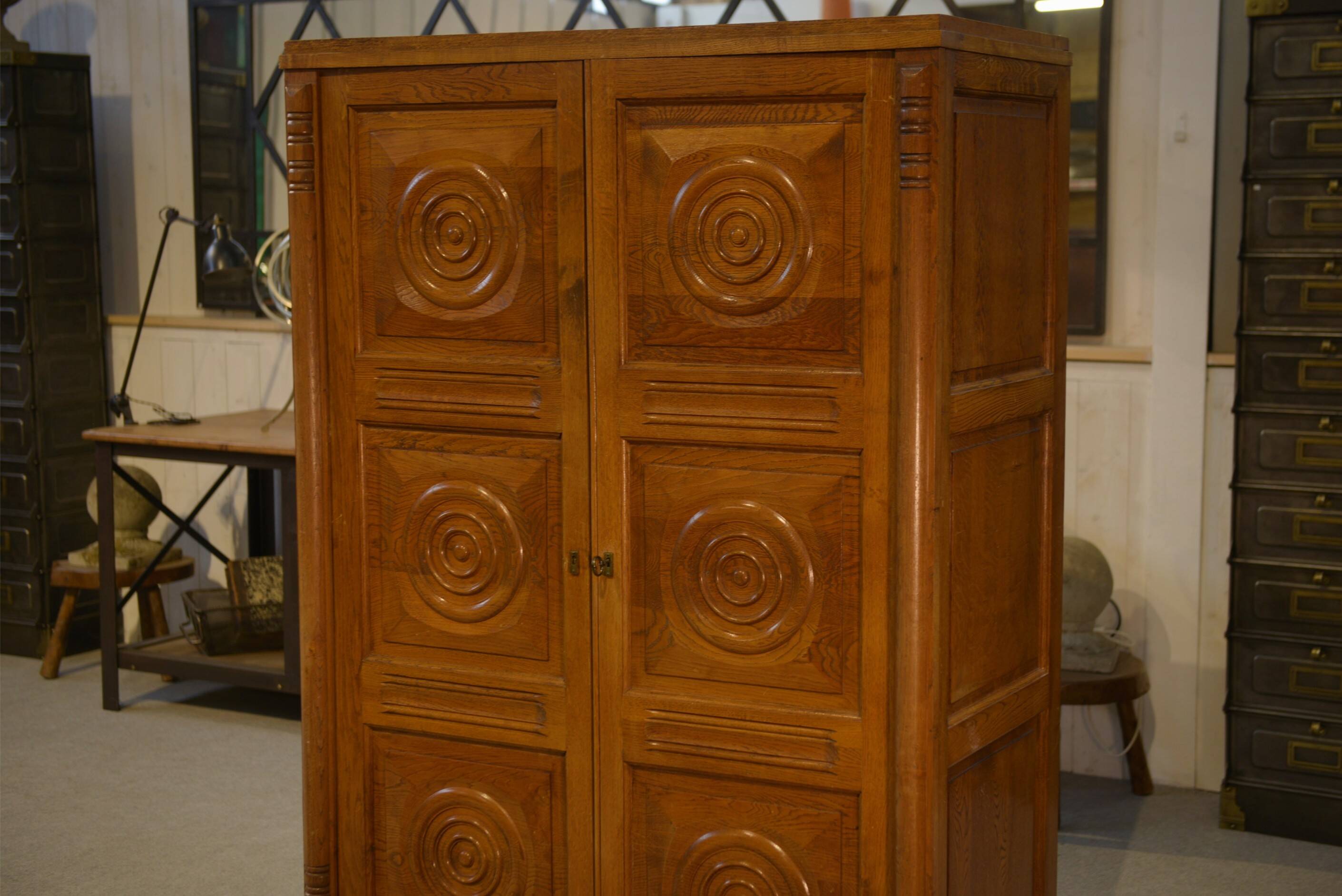Brutalist oak wardrobe from the 1940s.