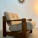 Lot of 2 solid elm armchairs, Maison Regain design, 70s vintage