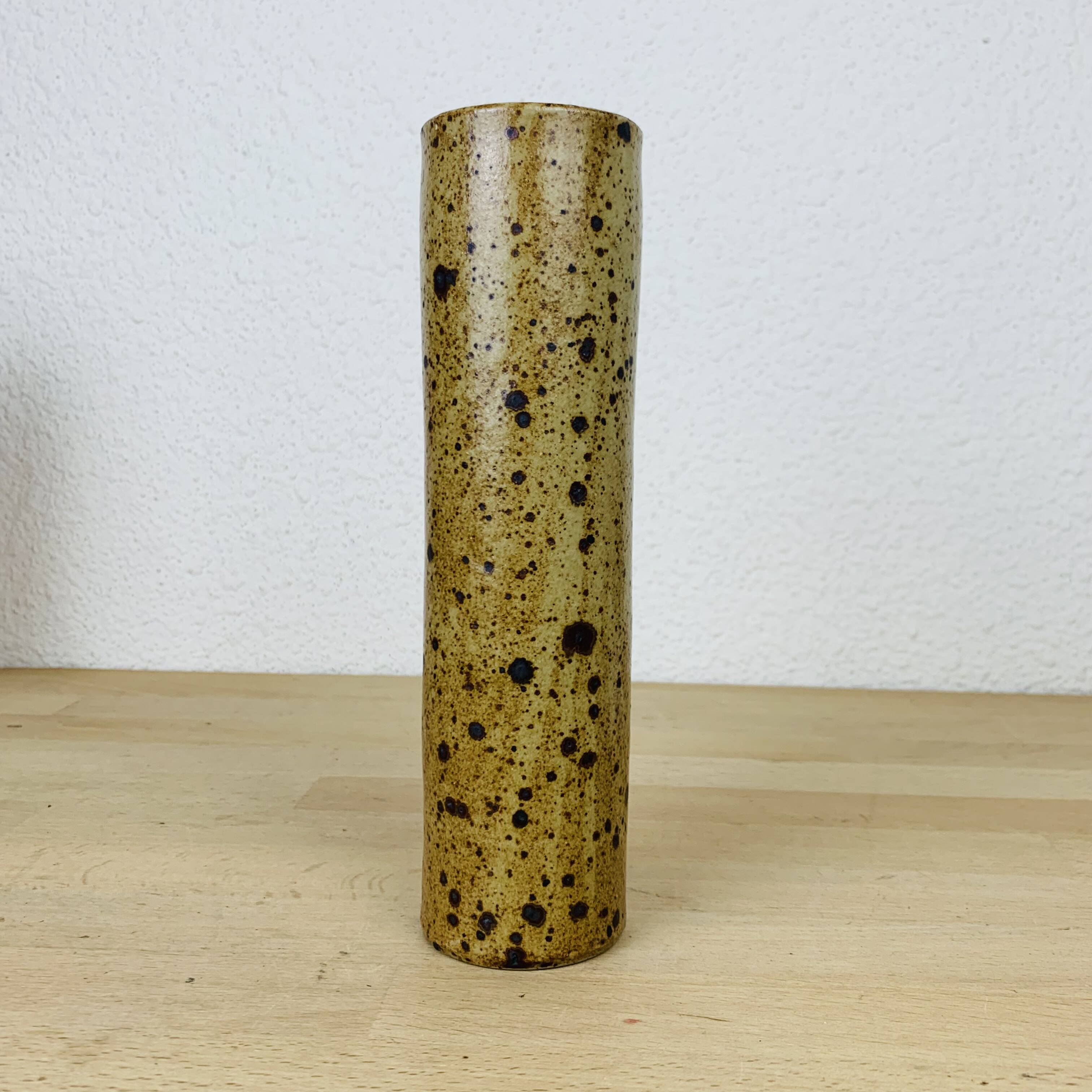 Vintage stoneware roll vase