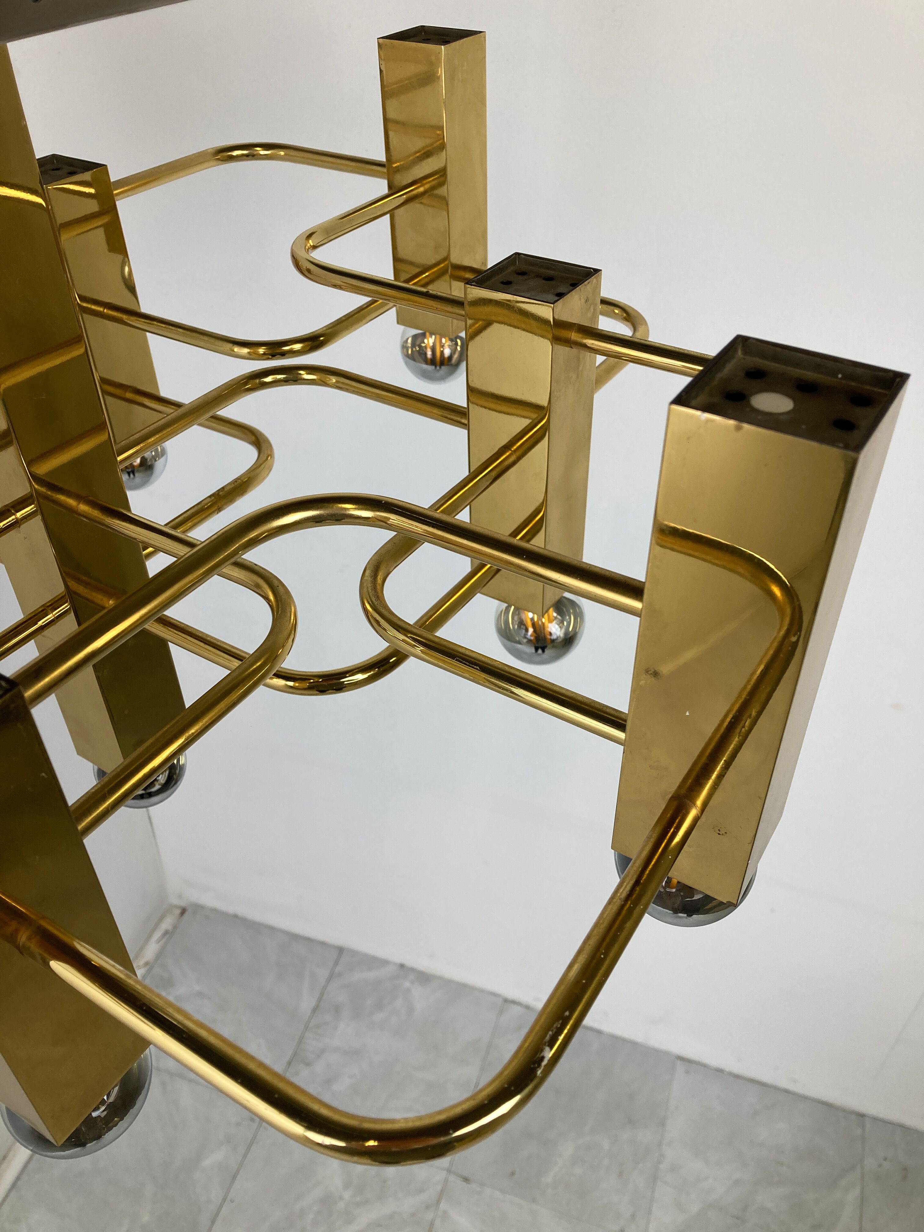 Brass chandelier from Sciolari, 1970s