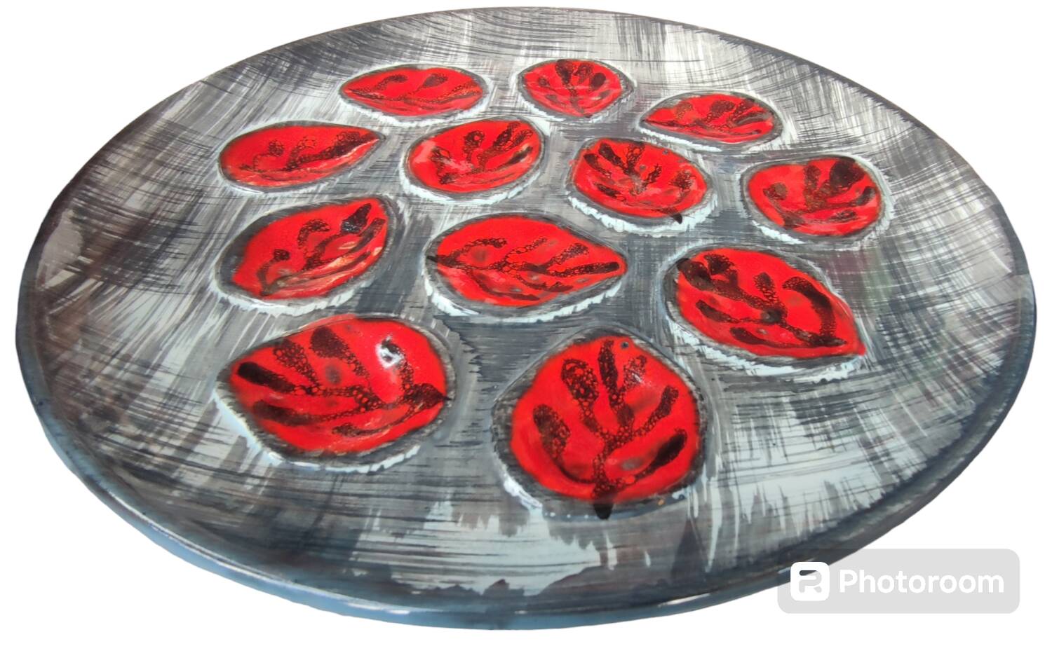 Vintage oyster dish set/Pornic/12 plates + 1 dish