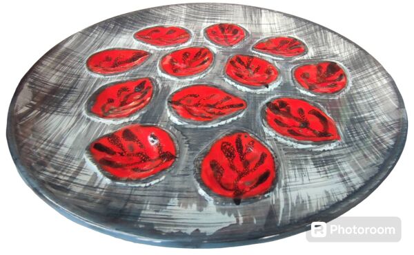 Service vaisselle à huîtres vintage/Pornic/12 assiettes + 1 plat