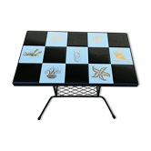 Table d'appoint à carreaux en fer forge
