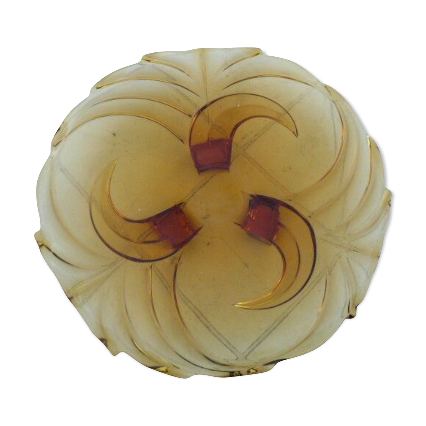 Empty cup tripod pocket in yellow smoked pressed glass