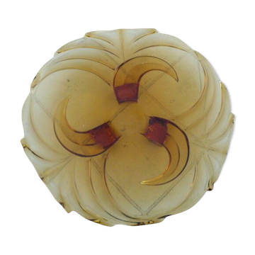Empty cup tripod pocket in yellow smoked pressed glass