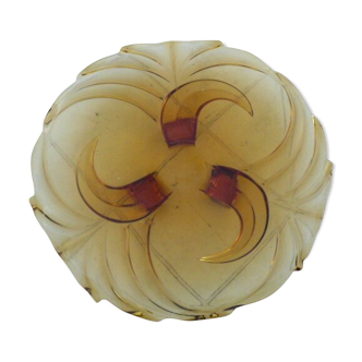 Empty cup tripod pocket in yellow smoked pressed glass